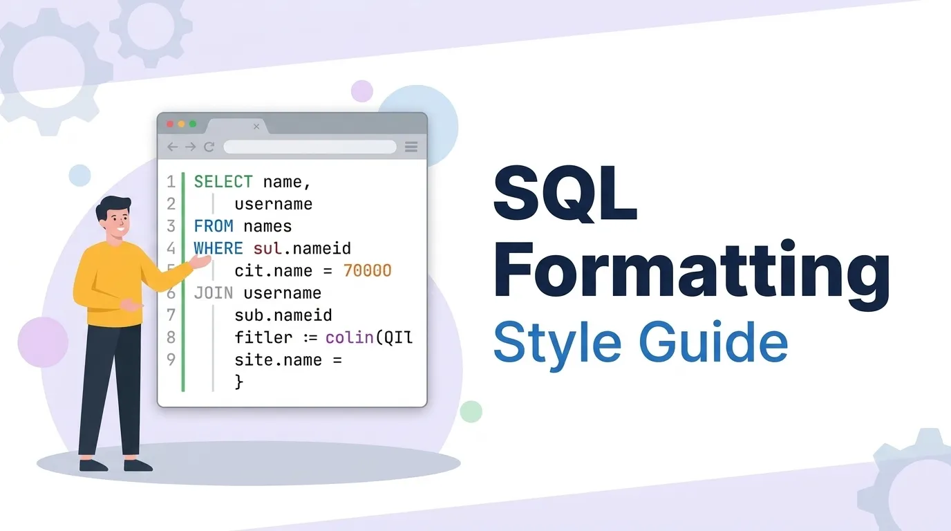 How to format SQL: keyword casing, indentation, comma placement, JOIN readability, and MySQL vs PostgreSQL vs SQL Server formatting conventions